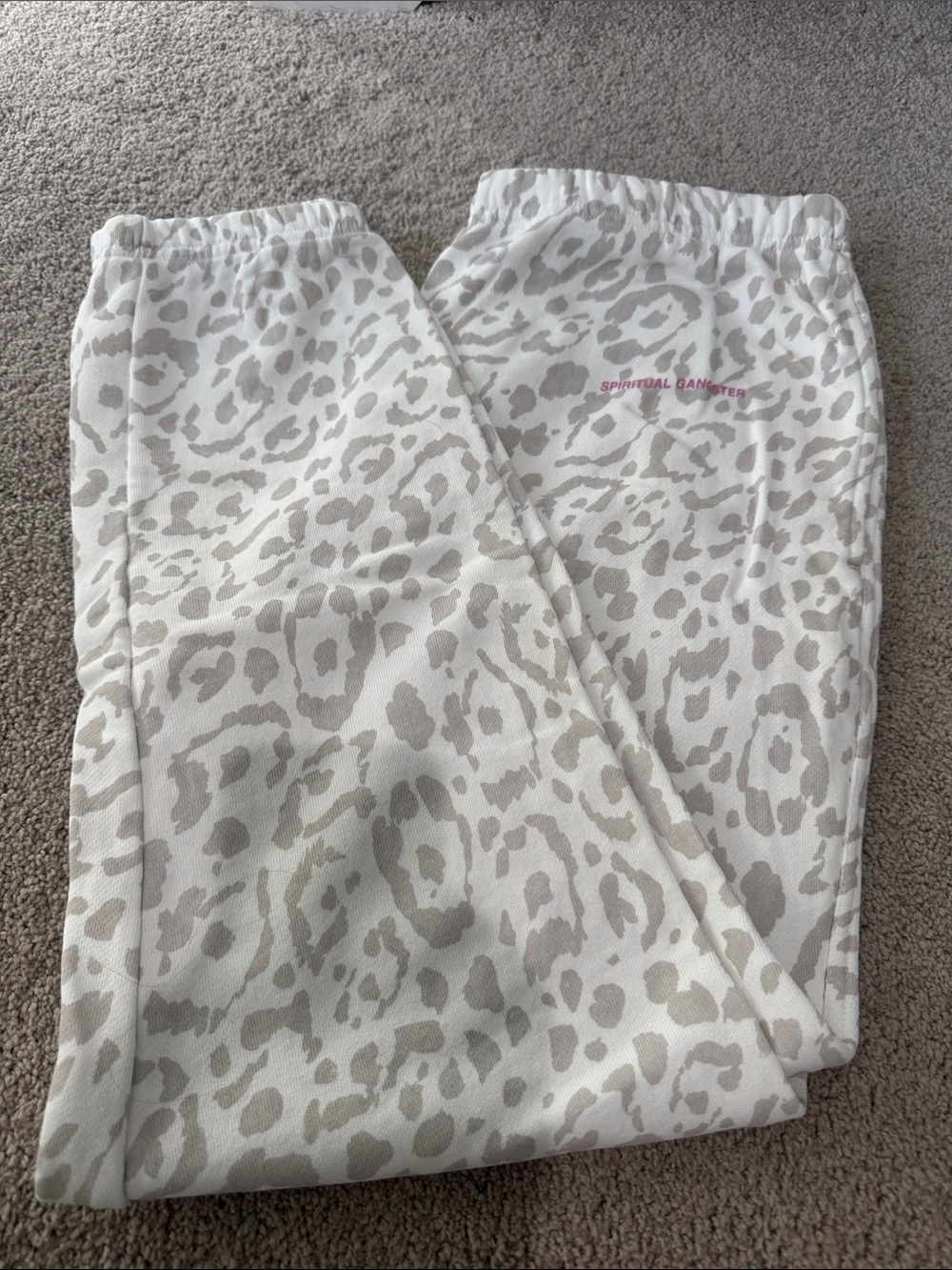 Spiritual Gangster Cream and Taupe Leopard Print Joggers